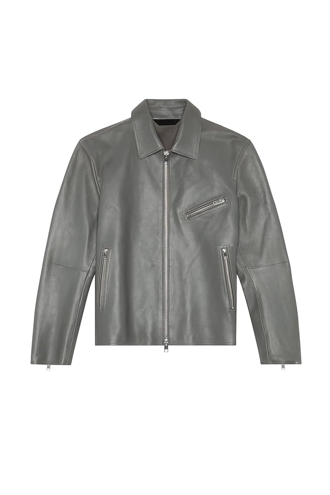 ディーゼル DIESEL ☆ ラムレザー レザージャケット M グレー 薄手 ディーゼル DIESEL ☆ ラムレザー レザージャケット M グレー 薄手